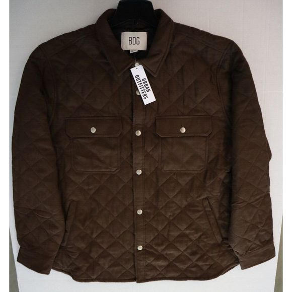 BDG Urban Outfitters OB1340933 Men's Sz XL Brown Quilted Lined Shirt Jacket - Picture 12 of 16